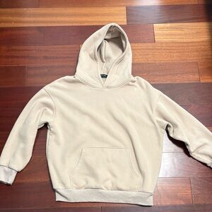 EFAN Fleece-Lined Oversized Hoodie in Light Beige